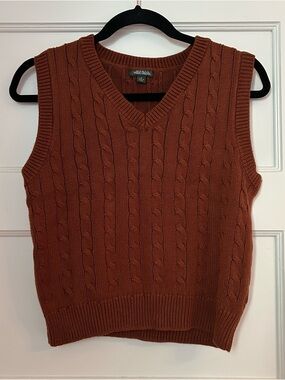 wild fable Cable Knit V-Neck Sweater Vest - Rust Brown